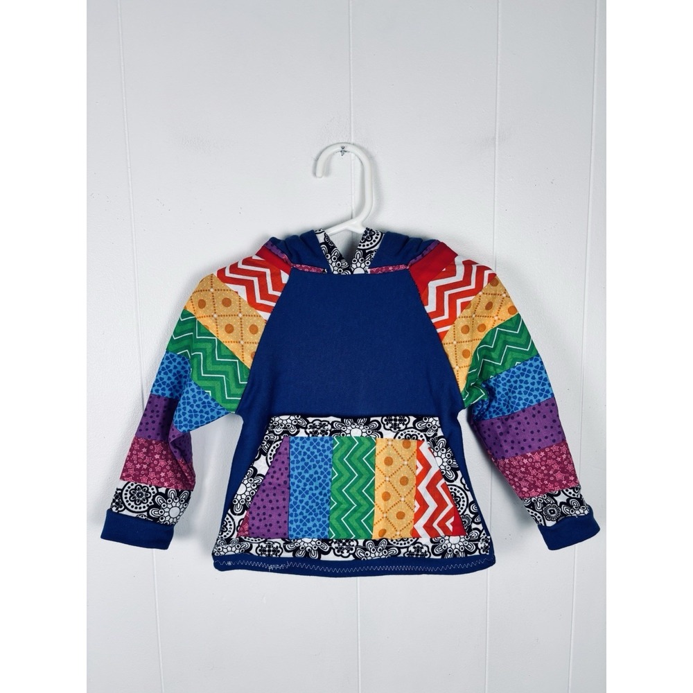 Handmade Patchwork Hoodie Sweatshirt Colorful Rainbow Baby 18 mos. Unisex